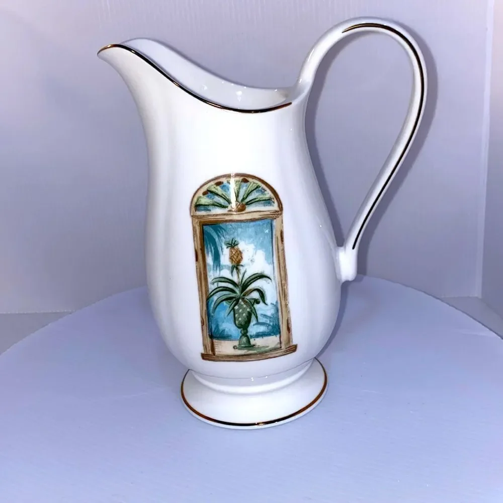 Lenox Vintage British Colonial Scenic Creamer Pitcher Tropical Window Scene EUC